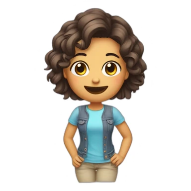 chica cabello corto sonriendo mano en la cara sticker