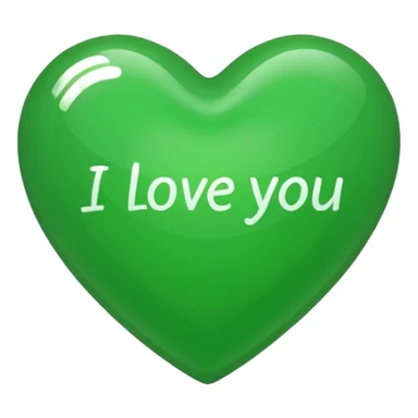 a green heart that says "i love you" on the ffront sticker