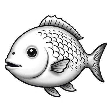 Hand drawn doodle of a fish, blacka dn  sticker