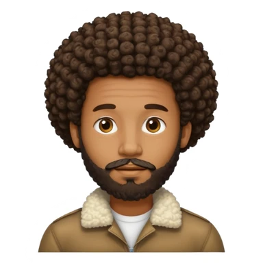 Medium brown skin man with beard and a curly small Afro fade sticker