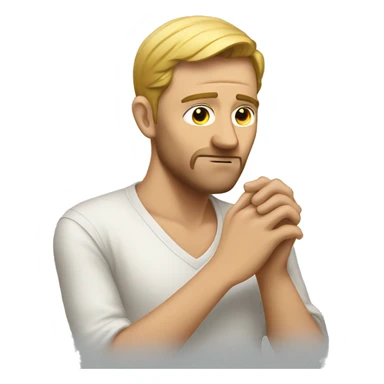 A white man who scratches his temple while reflecting sticker