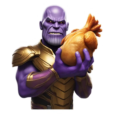 Thanos eating a full chicken ￼ sticker