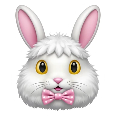 Fluffy rabbit with polka-dot yellow bow tie sticker