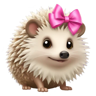 hedgehog with a pink bow sticker