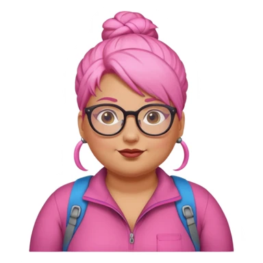 climber fat woman with pink bun hair and glassess sticker