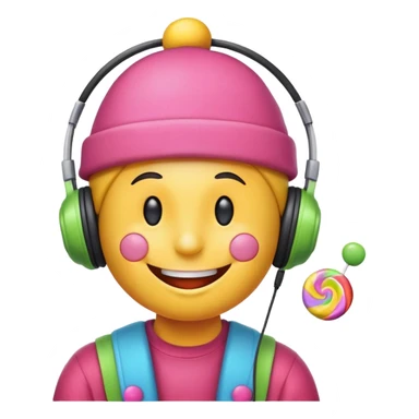 Smiley listening to candy music  sticker