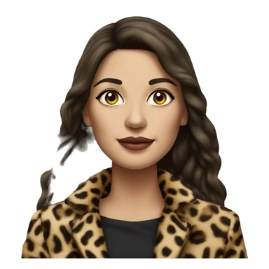 Beautiful realistic long hair brunette mob wife with leopard coat sticker