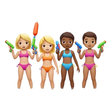 children playing with water guns sticker