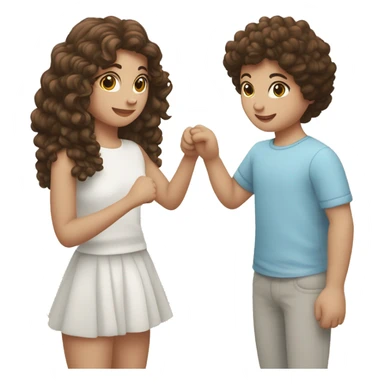 fille blanche et brune aux cheveux bouclés qui fait un cœur avec ses mains  sticker