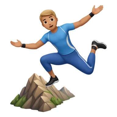 apple style emoji of a man in mid-air, falling from a mountain sticker