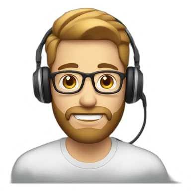 Video editor guy with light beard face with a headphone  sticker