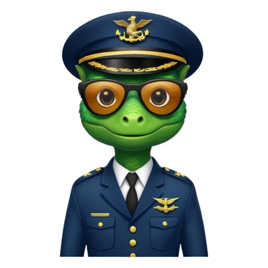 Lizard in navy uniform with  black sunglasses. sticker