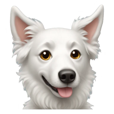 White Mudi dog with pointy ears sticker