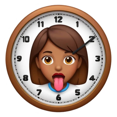 Brown girl emoji with tongue out with a clock  sticker