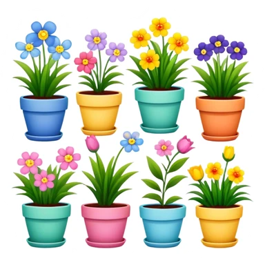 flower pots with spring flowers  sticker