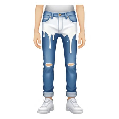 white paint spilled and dripping down jean pants sticker