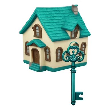 Teal house on top of a key  sticker