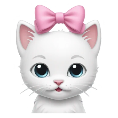 white cartoon kitten (wearing a pink bow)s head smiling (cartoon style like from hello kitty) sticker