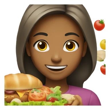 smiling girl with food sticker
