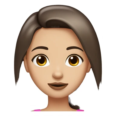 A girl with brown eyes, long straight brown hair, plump pink lips in a black dress sticker