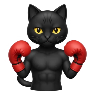 Black cat with boxing gloves sticker