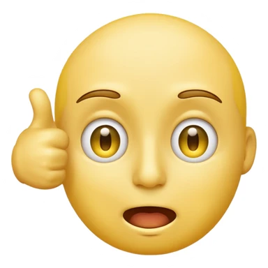 Original yellow Emoji face stressed out with one eye half open quivering out of anxiety and a singular thumbs up sticking out. . The right eye needs to be half closed  sticker