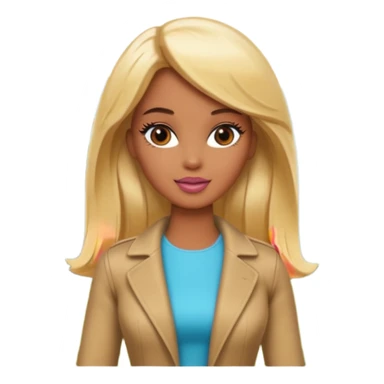 Brown skin blonde hair barbie in front of the woodd sticker