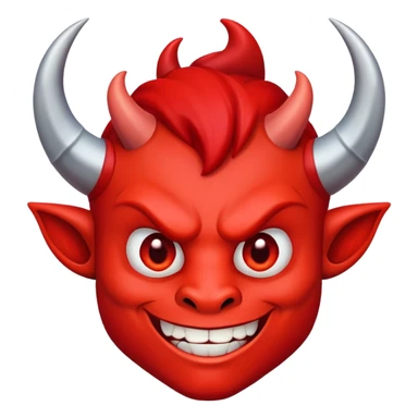 Mischievous red devil with pointy horns and smirk sticker