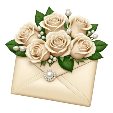 Ivory- beige colored love letter and a bouquet of white and pearl roses  sticker