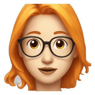 Beautiful girl with orange hair white skin and big golden glasses sticker