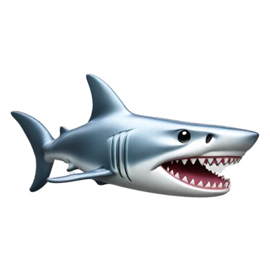A fully chromed figurine of a shark in japaneese style. sticker