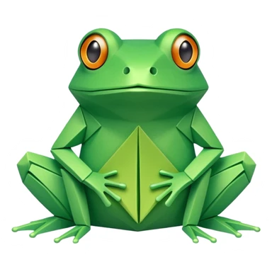 green origami frog  sticker