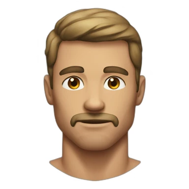 muscular man, he does not have a face but there's a sign on his neck which says "never edits" sticker