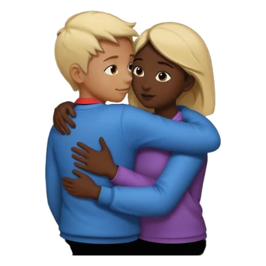 Two people comforting the other. They are facing each other. Silhouette only.  sticker