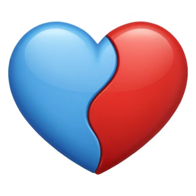 Half-Blue-half-red-heart emoji or image sticker