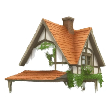 cottagecore home with ivy and flowers growing on it sticker