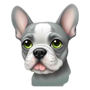 Grey Frenchie with green eyes sticker