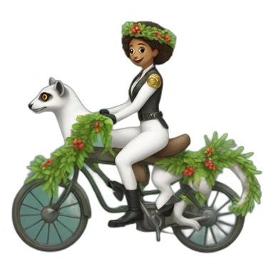 woman-riding-lemur-with-keys-and-wreath sticker
