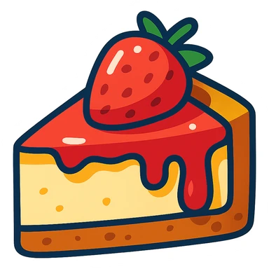 cheesecake slice with strawberry topping vibrant toon style sticker