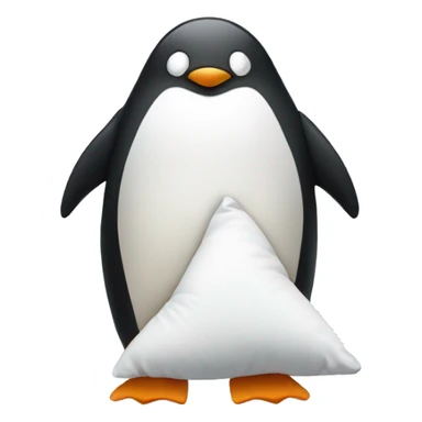 Penguin holding pillow sticker
