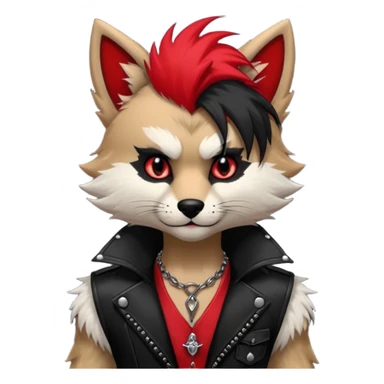 Anthropomorphic Anthro Furry punky gothic black white and red badass cool stylish handsome smexy Animal-furry-fursona sticker