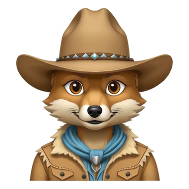 Coyote with a cowboy / outlaw style sticker