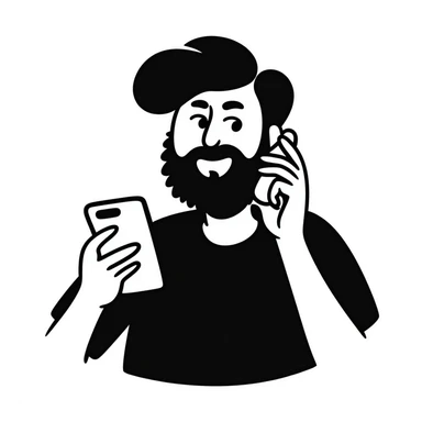 bold man with beard speaking on an iPhone sticker