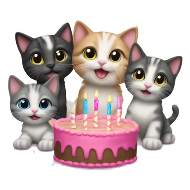 3 kittens at a birthday party sticker