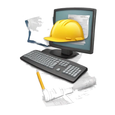 computer with construction documents and a budget for a building sticker