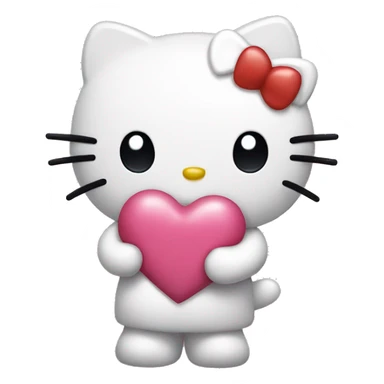 hello kitty holding love heart sticker
