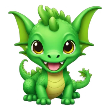 Cute green little dragon, showing his tongue sticker