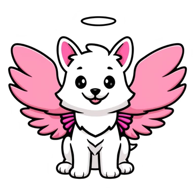 cute dog wearing Victoria's Secret angel wings and pink outfit sticker