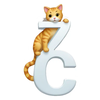 cat climbing on top of a number 7 sticker