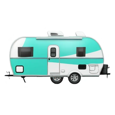 Realistic portable turquoise travel trailer isolated.  sticker